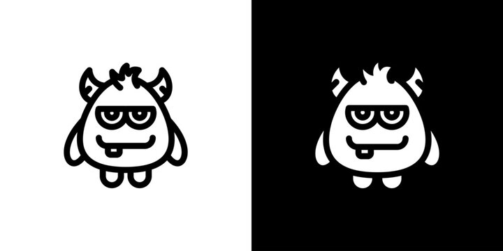 Cyclops Monster icon concept with flat Black White Background. Vector illustration.
