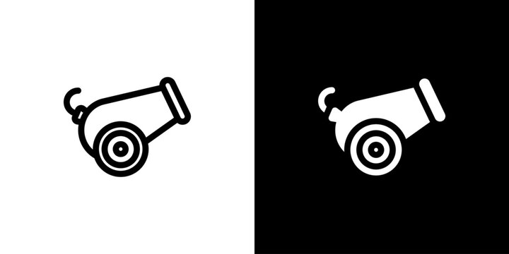 Heavy Cannon icon concept with flat Black White Background. Vector illustration.