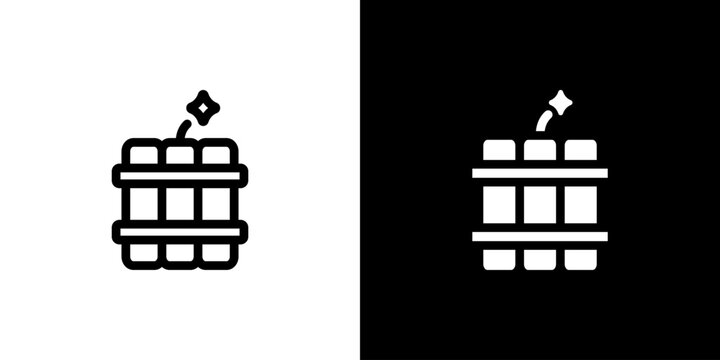 Dynamite TNT icon concept with flat Black White Background. Vector illustration.