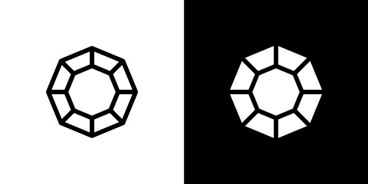 Red Ruby Gem icon concept with flat Black White Background. Vector illustration.