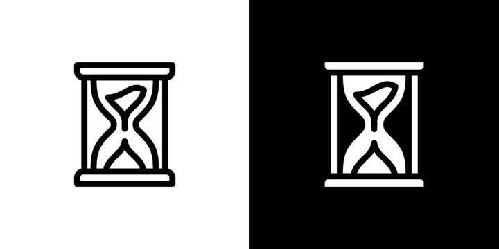Time Hourglass icon concept with flat Black White Background. Vector illustration.