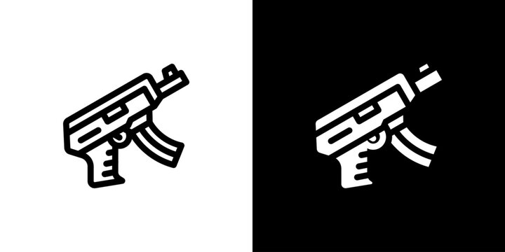 Modern Handgun icon concept with flat Black White Background. Vector illustration.