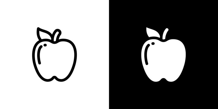Healthy Red Apple icon concept with flat Black White Background. Vector illustration.