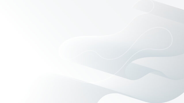 Elegant white abstract wavy background, smooth 3D fluid curve vector
