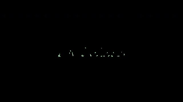 Glowing golden 3D text animation with magical fire particles floating in a dark night sky with sparkling snow and bright festive lights