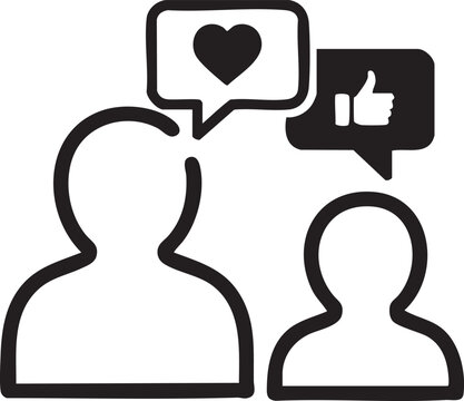 Black outline people icons with chat bubbles