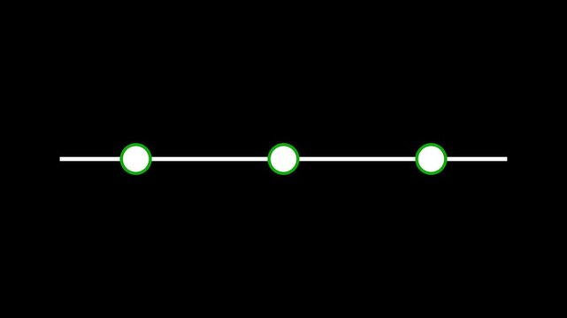 Animation Minimal White Timeline with Three Circular Date Points on Transparent Background