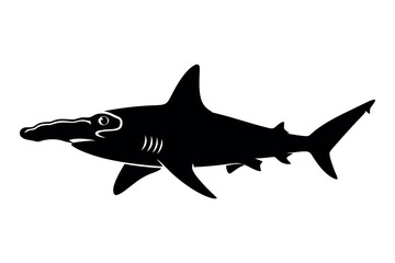 Obraz premium Hammerhead shark silhouette a striking black profile against a white background