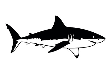 Obraz premium Great white shark silhouette a striking black profile against a white background