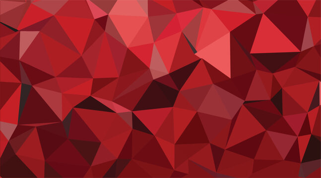 Intense and vibrant red low poly geometric pattern creating a powerful abstract background with varied triangular shapes