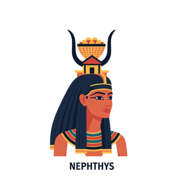 Ancient Egyptian goddess Nephthys illustration, mythology, afterlife, protection