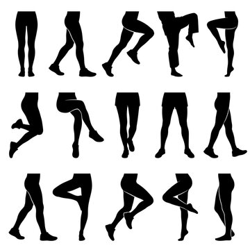 black and white vector silhouette set of human legs