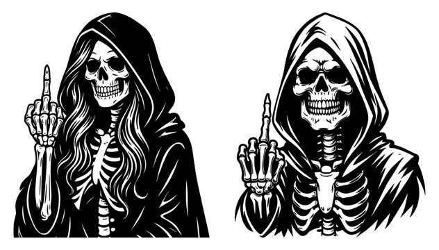 Grim Reaper Skeleton Silhouette T-shirt Design