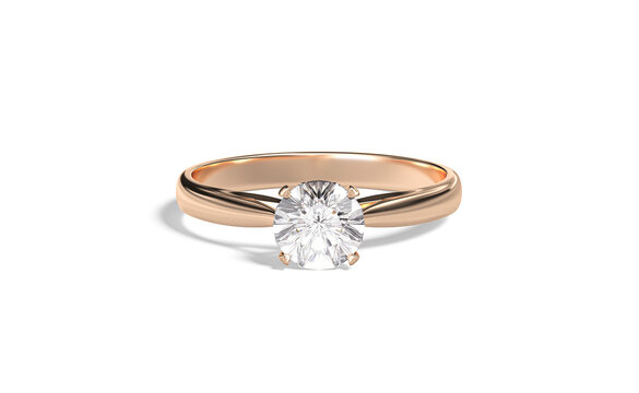 Blank gold ring with diamond mockup png, front view, transparent background, 3d rendering. Empty fiancee round precious jewelry for marriage mockup cut out. Wealth present for wedding template.