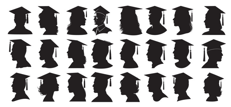 graduation head profile silhouette white background 