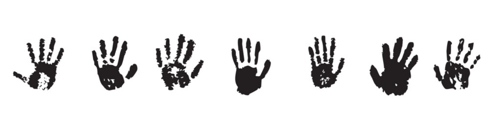 Obraz premium handprint paint ink hand stain trace hand shape vector illustration