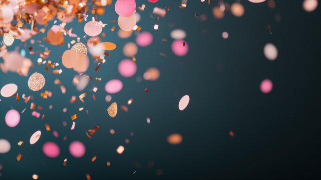 confetti colourful Colorful confetti raining down against a black background, celebratory backdrop.