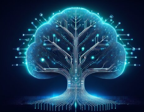 digital tree logo modern technology data network business growth symbol