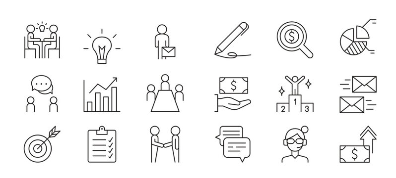Business consulting icon set in thin line style