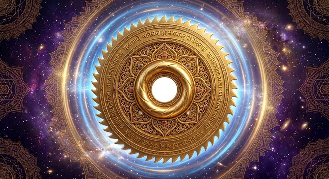 Golden Sudarshan Chakra - Krishna's Divine Discus