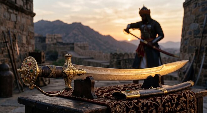 Talwar Sword at Sunset - Indian Warrior Heritage