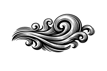 Fototapeta premium Elegant swirling wave design element in black and white for artistic and decorative use