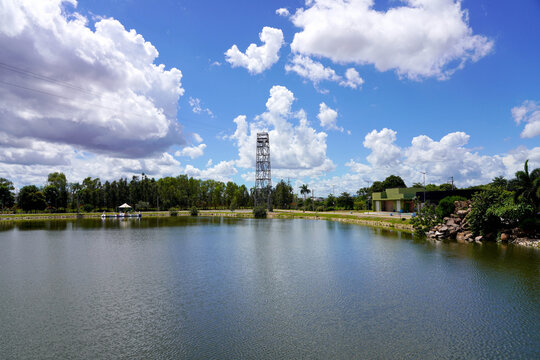 Parque Tia Nair recreational park with lake and leisure activities in Cuiaba, Mato Grosso, Brazil