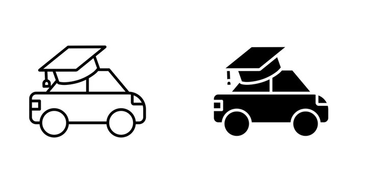 Driving school icon on white background, editable stroke svg 10