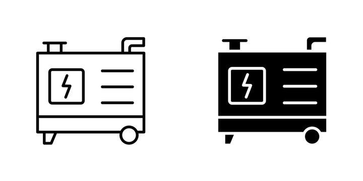 Electric generator icon on white background, editable stroke svg 10
