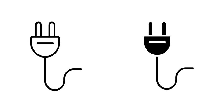 Electrical plug icon on white background, editable stroke svg 10