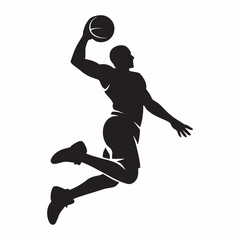Basketball Player Dunking Silhouette – Dynamic Action Vector Icon © Mahabub Alam 