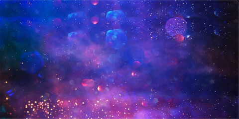 Vibrant Galaxy Background with Colorful Nebula, Star Particles and Cosmic Light Bokeh Effect © Anamika