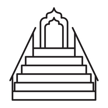 Mosque minbar Vector Line Icon Design