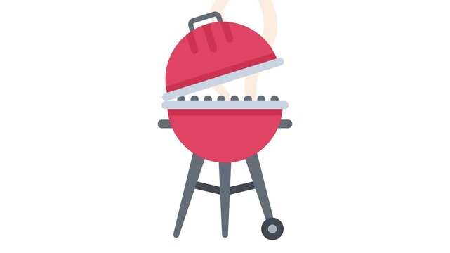 Labour Day BBQ Grill Party animation, Backyard Hot Plate with Long Shadow animated video, Industrial Equipment clip, 1st of May footage,  International Workers Day motion garphics