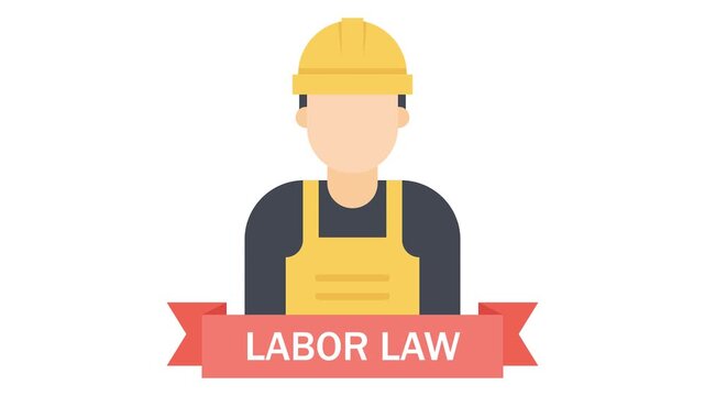 Labour Law Protection Company Logo animation, Factor worker with Ribbon animated video, Industrial Equipment clip, 1st of May footage,  International Workers Day motion graphics