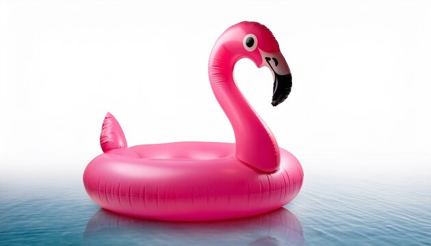 pink pool inflatable flamingo for summer beach isolated on white background