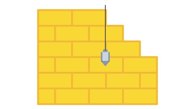 plumb bob level with string animation, plummet plumb-line for Vertical Direction Masonry Tool animated video, Industrial Equipment clip, 1st of May footage, International Workers Day motion graphics