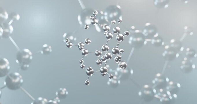 Diethatyl rotating 3d molecule, molecular structure of chloroacetamide herbicide seamless video

