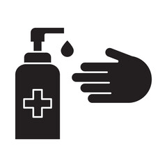 Fototapeta premium Hand Washing Sanitizer Vector Icon In Glyph Style Isolated On White Background