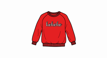 Red crew neck sweatshirt with white "hohoho" text © acil