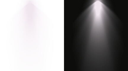 Bright white spotlight beam shining down on a dark and light background isolated on transparent background © MstSaudia