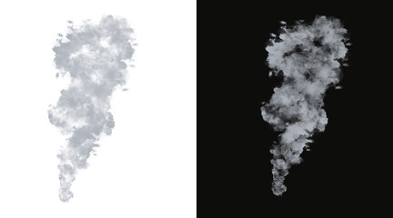 A single column of soft gray smoke rising up in a vertical motion isolated on transparent background © MstSaudia