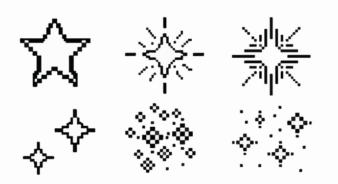 Pixelated starbursts and sparkles