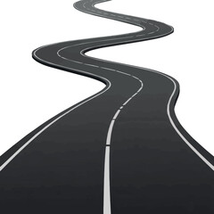 Winding Silhouette road isolated, curved road with white lines, bending traffic road to horizon in perspective, winding empty asphalt highway - stock vector no background © MUKSUDA KHANUM