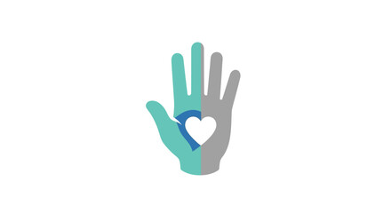 Obraz premium Heart in hand graphic representing compassion, care and support for people and the community
