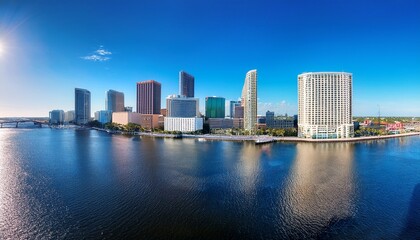 Fototapeta premium a panoramic view of downtown tampa with the skyline and waterfront in view tampa florida cityscape skyline