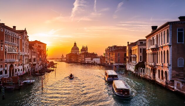 sonnenuntergang uber dem canal grande in venedig italien