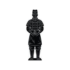 Obraz premium Ancient Warrior Statue Silhouette Standing Figure Vector