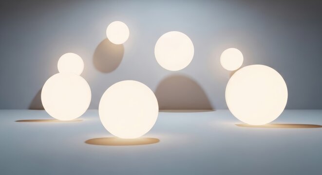 Softly glowing spherical lamps create a serene and modern ambiance