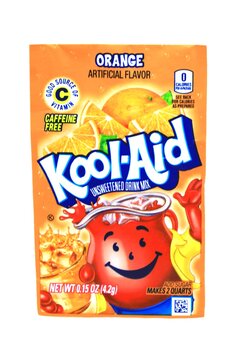 Kool-Aid drink mix in orange flavor